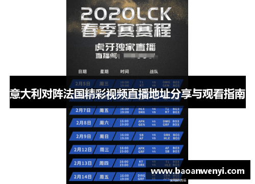 意大利对阵法国精彩视频直播地址分享与观看指南